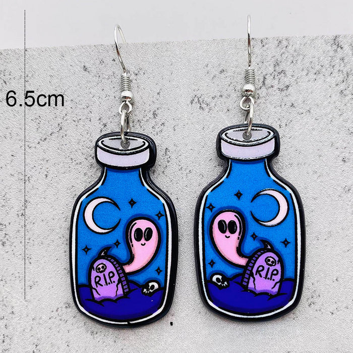 Wholesale Halloween Pumpkin Ghost Magic Frog Boiler Tarot Acrylic Earrings JDC-ES-Chengy044