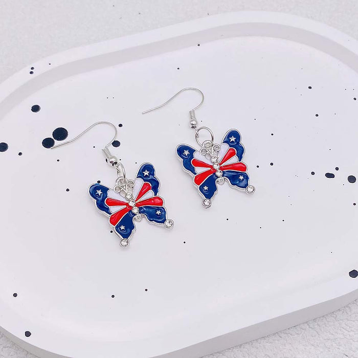 Wholesale American Independence Day Butterfly Diamond Alloy Earrings JDC-ES-Susheng008