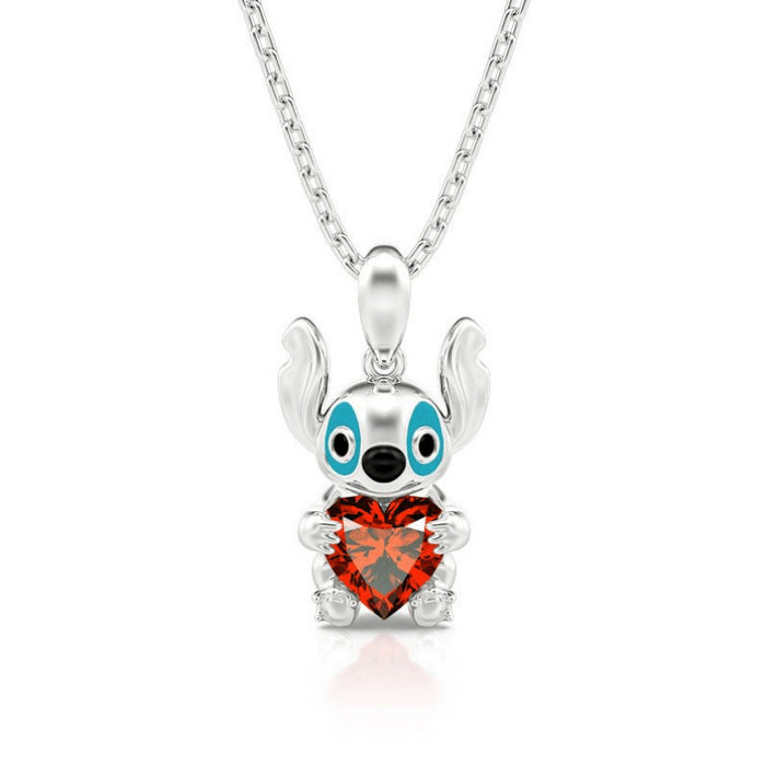 Wholesale Cartoon Cute Love Heart White Stone Necklace JDC-NE-jinmiao003