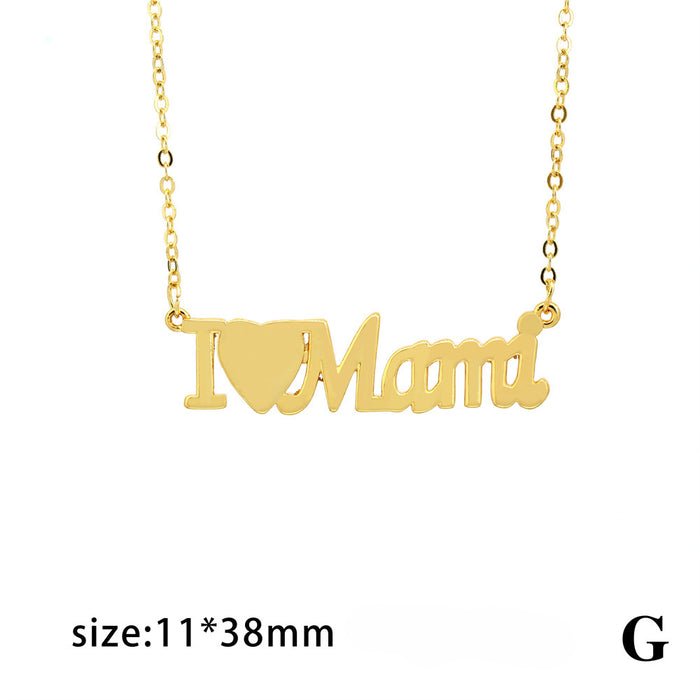 Wholesale Copper-plated 18K Gold Inlaid Micro-color Zirconium Pendant Mama Letter Necklace JDC-NE-TianYi004