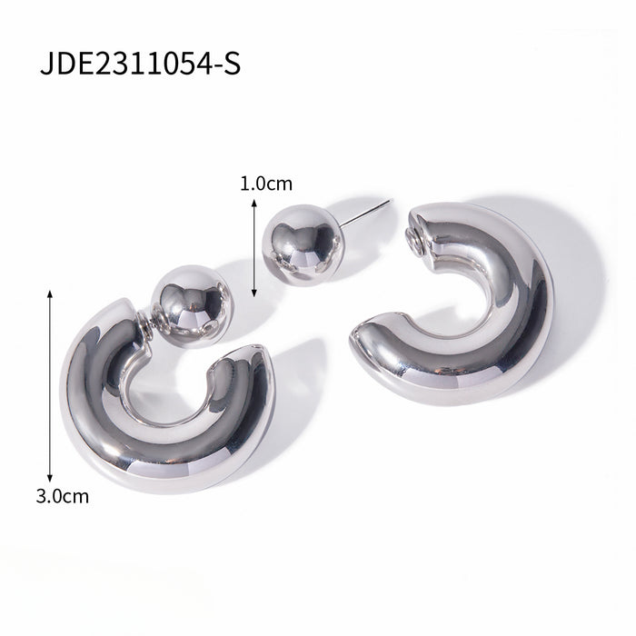 Wholesale Stainless Steel C Shape Earrings JDC-ES-JD351