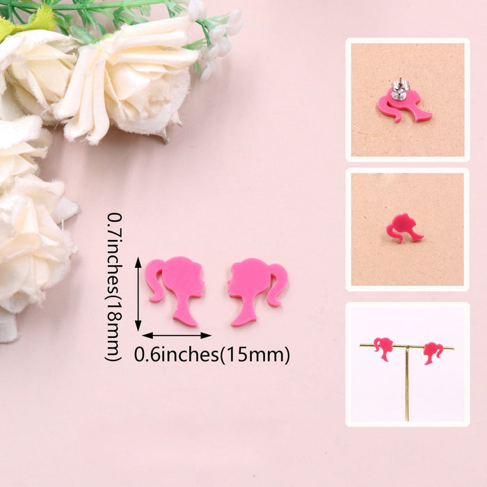 Wholesale 5pairs/pack Pink Girls Acrylic Earrings JDC-ES-XYan010