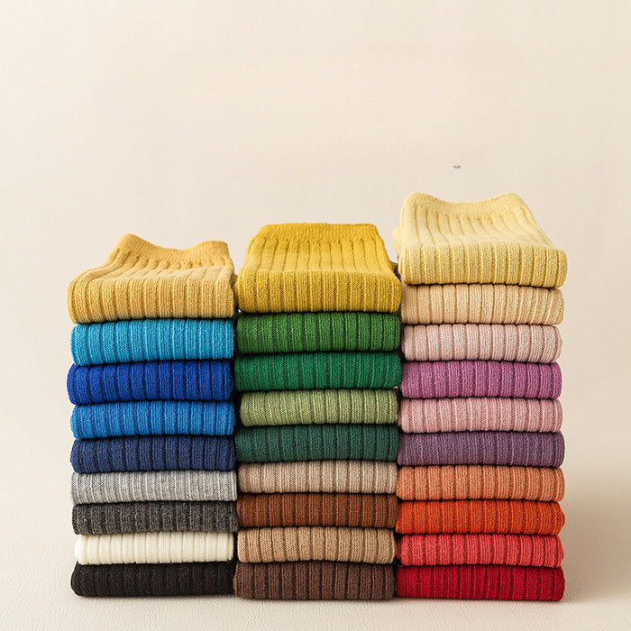Wholesale of New Double Needle Long Socks for Boys and Girls in Spring and Autumn Solid Color Breathable Cotton Baby Socks for Girls JDC-SK-SL008