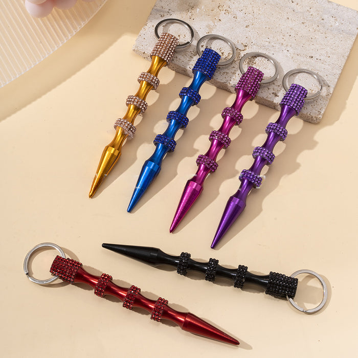 Wholesale Diamond Inlaid Aluminum Alloy Stick Pen Shape Keychain JDC-KC-ZY049