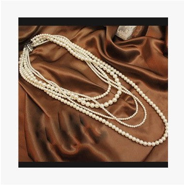 Wholesale Pearl Necklace Jewelry Multi-layer Long Necklace Woolen Chain Women
