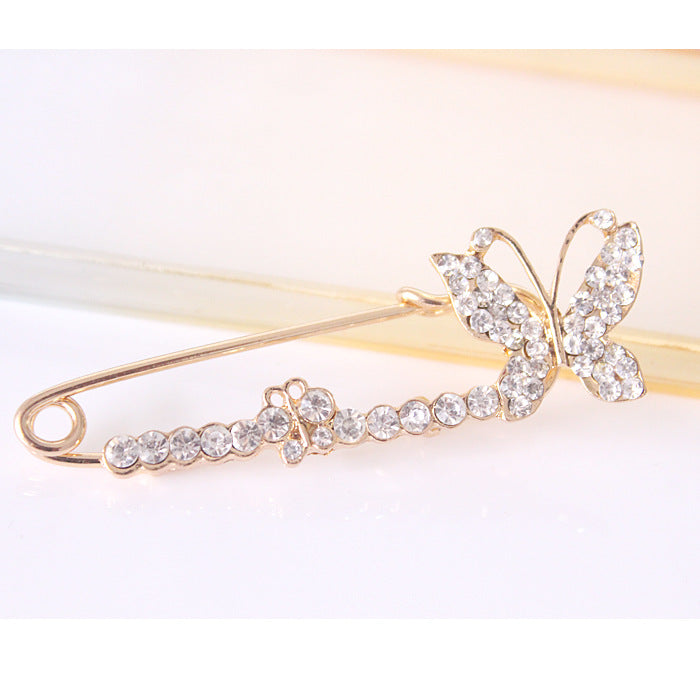 Wholesale Rhinestone Crystal Bauhinia Flower Ring Alloy Brooch JDC-BC-GuoQY002