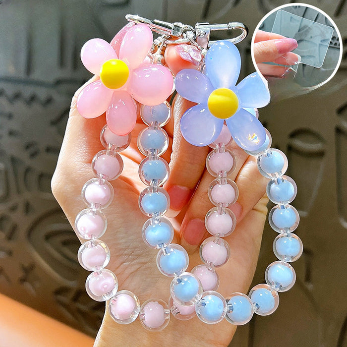 Wholesale Candy Color Flower Beaded Acrylic Keychain JDC-KC-YanG078