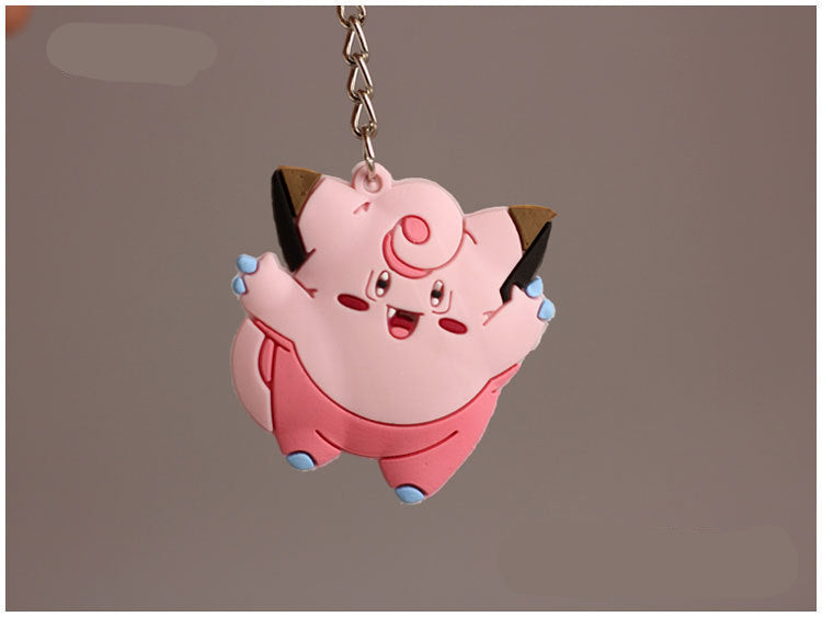 Wholesale  Cartoon Keychain Pet  Pvc Soft Jelly Pocket Monster Silicone Pendant Office Culture Keychain Accessories
