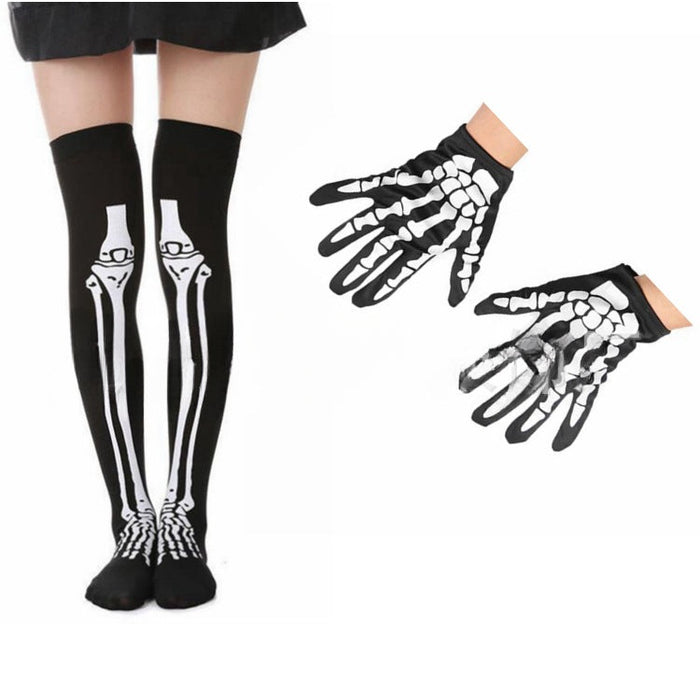 Wholesale Halloween Skeleton Masquerade Horror Night Cloth Socks Gloves Set JDC-SK-CaiY001