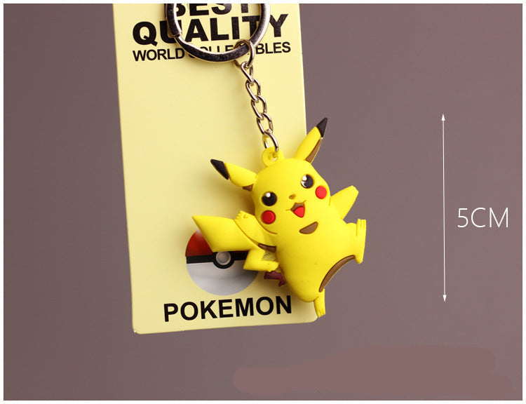 Wholesale  Cartoon Keychain Pet  Pvc Soft Jelly Pocket Monster Silicone Pendant Office Culture Keychain Accessories