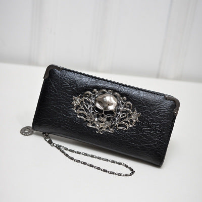Wholesale PU Skull Design Wallet Street Trend Unisex Handbag Phone Pouch