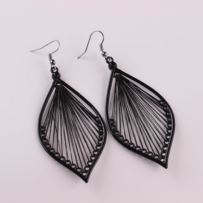 Wholesale Personalized handmade leaf earrings with exaggerated woven earrings and accessories