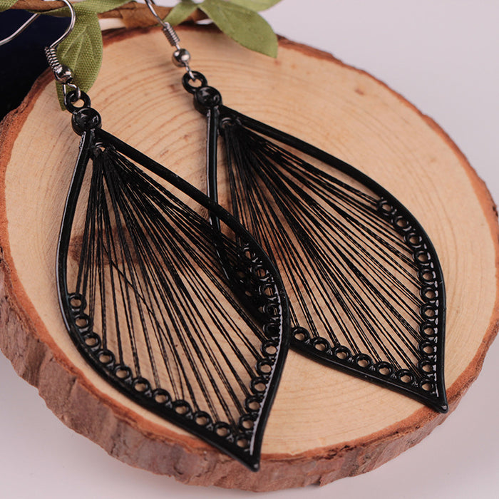 Wholesale Personalized handmade leaf earrings with exaggerated woven earrings and accessories