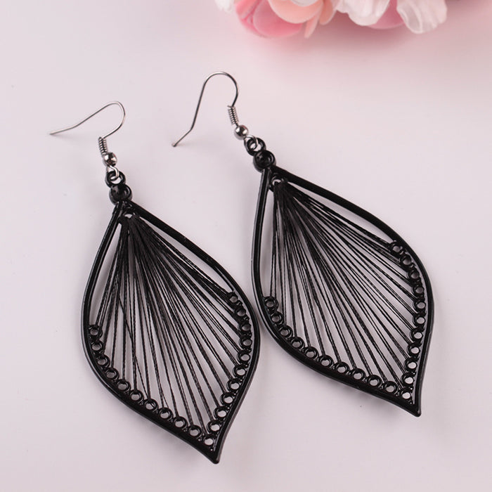 Wholesale Personalized handmade leaf earrings with exaggerated woven earrings and accessories