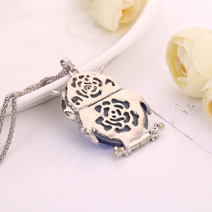 Wholesale Crystal owl long fashion sweater chain necklace for women