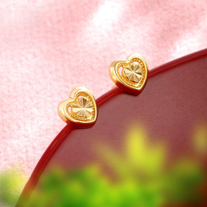 Wholesale Gold-plated Car Heart-shaped Temperament Compact Heart Earrings for Women JDC-ES-XP008