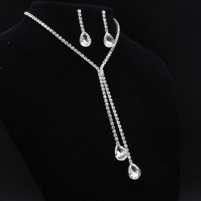 Wholesale Crystal Water Drop Bridal Necklace Earrings Set JDC-NE-DX006