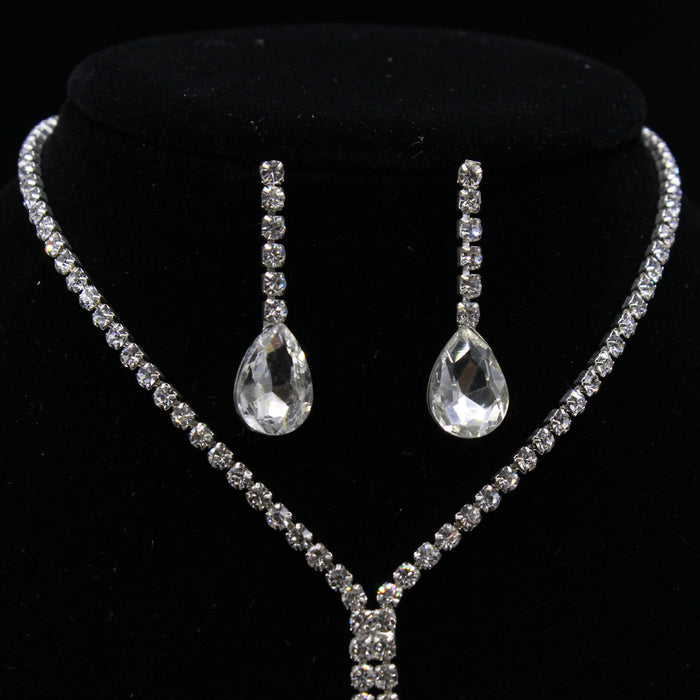 Wholesale Crystal Water Drop Bridal Necklace Earrings Set JDC-NE-DX006