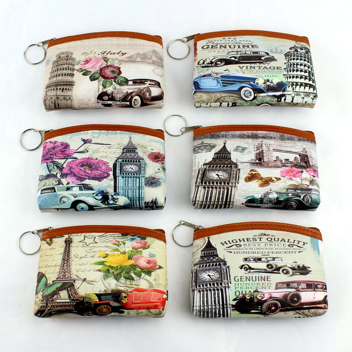 Wholesale Retro Ancient Architecture Eiffel Tower Printing Coin Purse Coin Bag JDC-WT-QW006