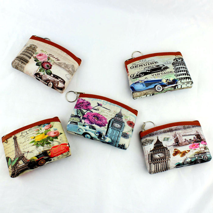 Wholesale Retro Ancient Architecture Eiffel Tower Printing Coin Purse Coin Bag JDC-WT-QW006