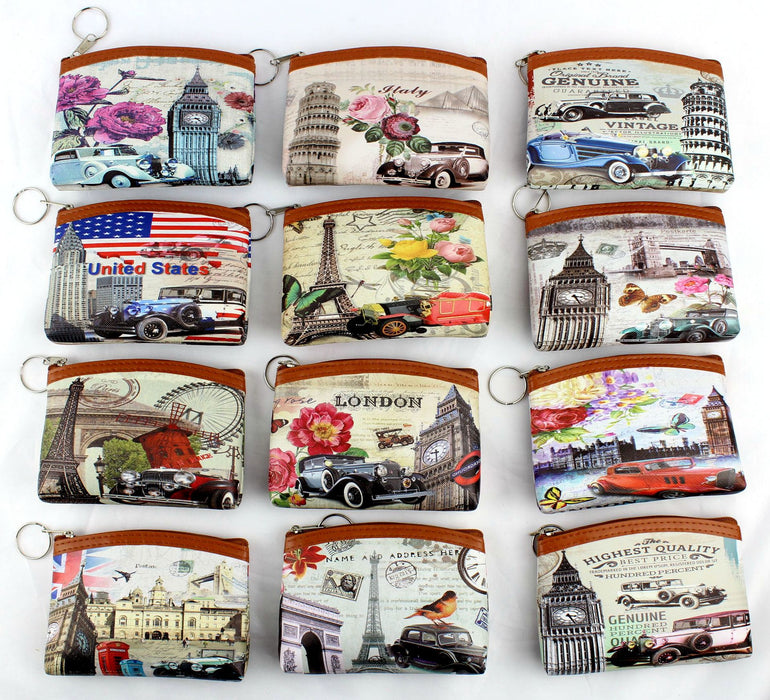 Wholesale Retro Ancient Architecture Eiffel Tower Printing Coin Purse Coin Bag JDC-WT-QW006