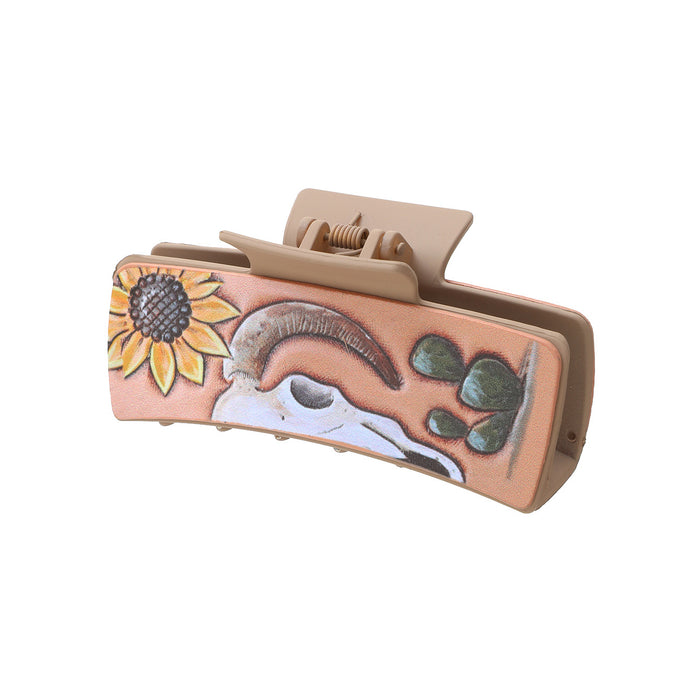 Wholesale Western Style Letter Mom Cactus Sunflower Leather Hair Clip JDC-HC-TianPi005