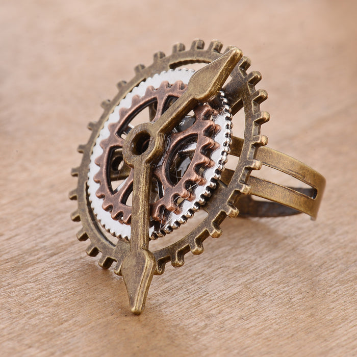 Wholesale Electroplated Alloy Steampunk Gear Ring - Geometric Unisex Fashion Accessory