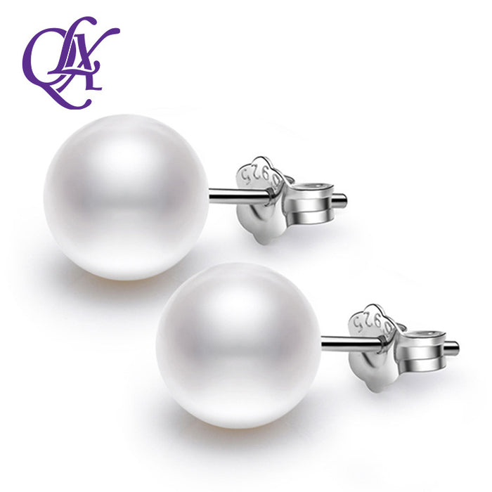 Wholesale Fashionable silver plated needle pearl earring jewelry