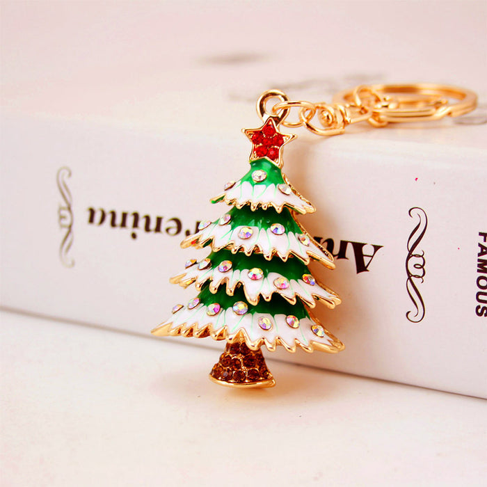 Wholesale Zinc Alloy Christmas Tree Keychain with Red Bell and  Holiday Gift Car Key Accessory