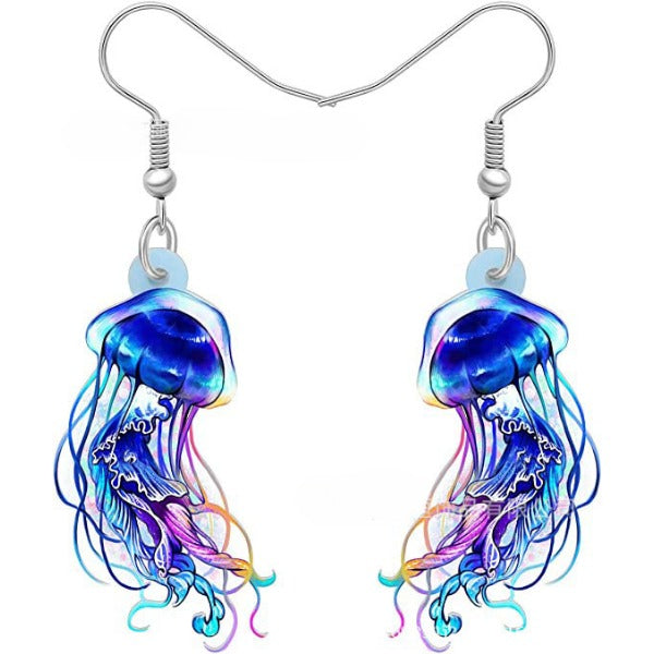 Wholesale Acrylic Cute Girl Cartoon Jellyfish Pendant Earrings JDC-ES-Yuhen007