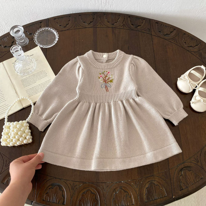 Wholesale Children's Round Neck Knitted Long Sleeve Dress JDC-CTS-WeiNiS017