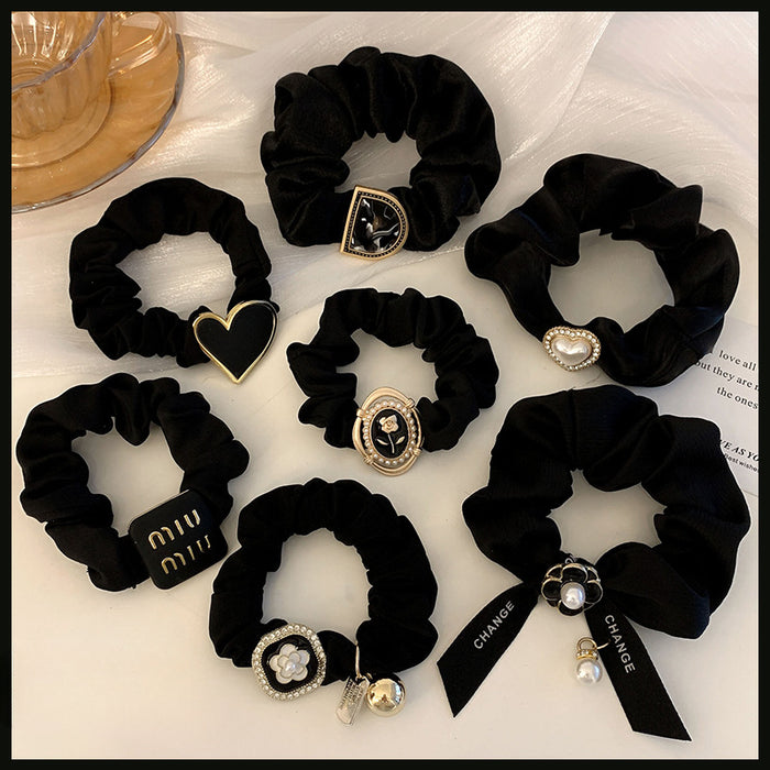 Wholesale Bow Pearl Hair Scrunchies JDC-HS-Yika004