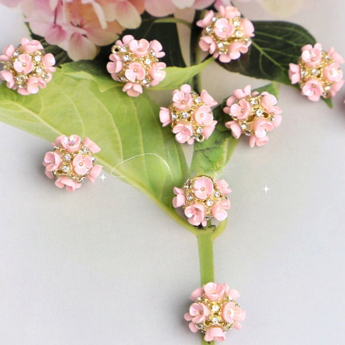 Wholesale Flower Plated and Woven Flower Patches Alloy Suspension Bead JDC-BDS-NYX007