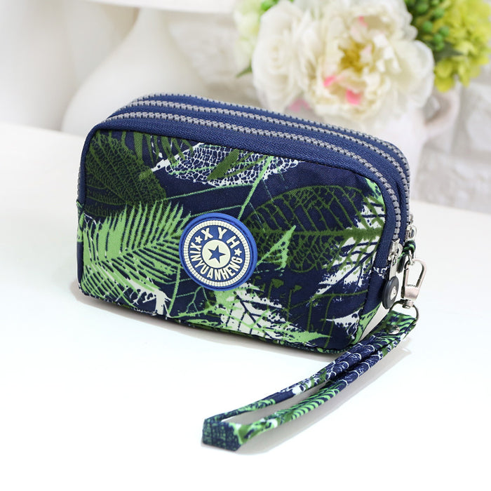 Wholesale Three-Layer Zipper Nylon Mobile Phone Bag Multi-Card Coin Purse Key Bag Wallet Women' s Clutch Bag