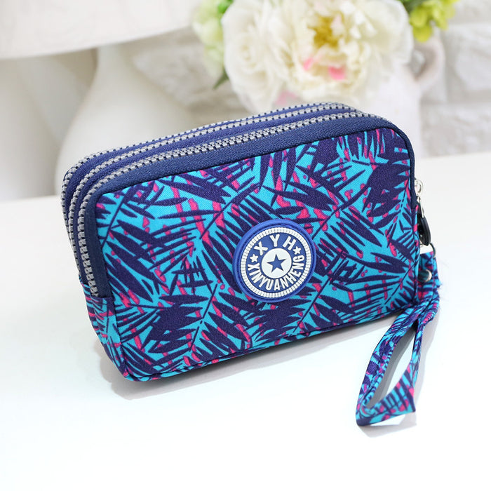Wholesale Three-Layer Zipper Nylon Mobile Phone Bag Multi-Card Coin Purse Key Bag Wallet Women' s Clutch Bag
