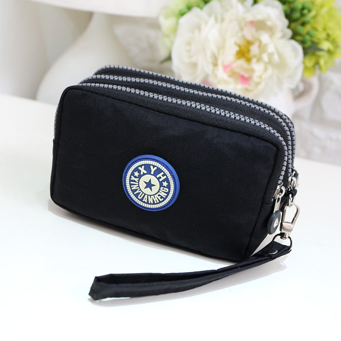 Wholesale Three-Layer Zipper Nylon Mobile Phone Bag Multi-Card Coin Purse Key Bag Wallet Women' s Clutch Bag