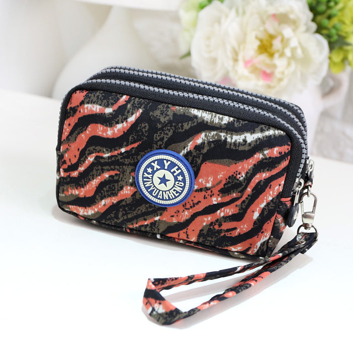 Wholesale Three-Layer Zipper Nylon Mobile Phone Bag Multi-Card Coin Purse Key Bag Wallet Women' s Clutch Bag