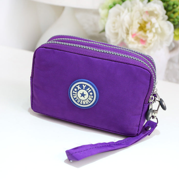 Wholesale Three-Layer Zipper Nylon Mobile Phone Bag Multi-Card Coin Purse Key Bag Wallet Women' s Clutch Bag