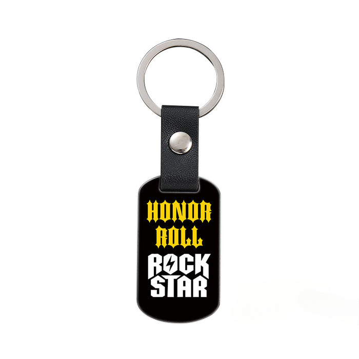 Wholesale Inspirational Positive Color Printing Leather Buckle Metal Keychains JDC-KC-GangGu052