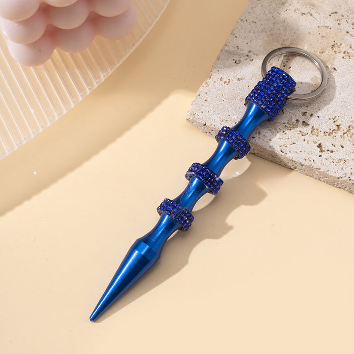 Wholesale Diamond Inlaid Aluminum Alloy Stick Pen Shape Keychain JDC-KC-ZY049