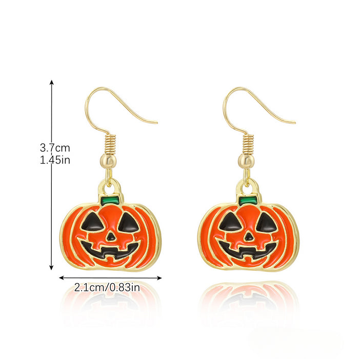 Wholesale Skull Dark Diamond Alloy Pumpkin Spider Halloween Earrings Set JDC-ES-ShuangN002