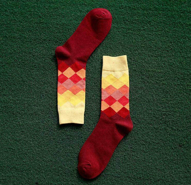 Wholesale Colorful Diamond Socks British Style Plaid Socks JDC-SK-CG023