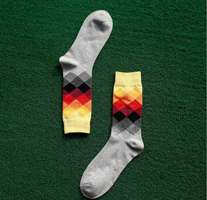 Wholesale Colorful Diamond Socks British Style Plaid Socks JDC-SK-CG023