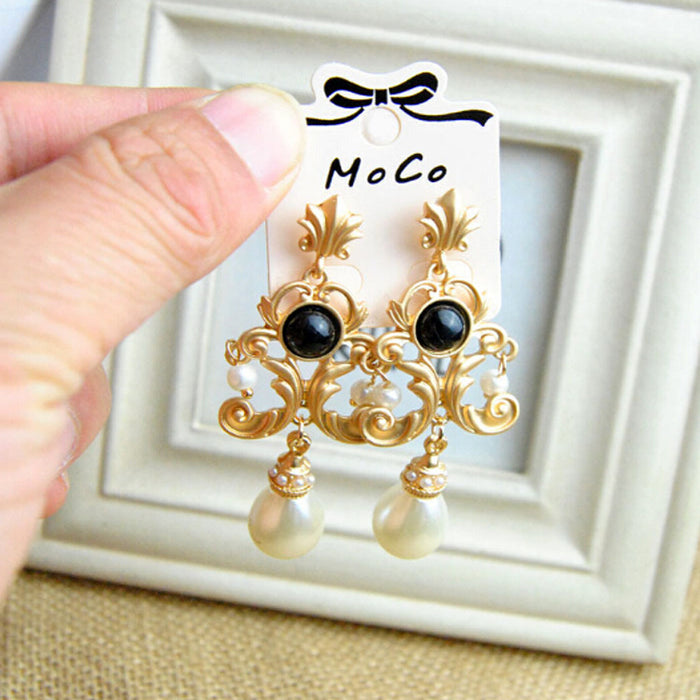 Wholesale Palace Pearl Earrings Vintage Baroque JDC-ES-PREMNT001