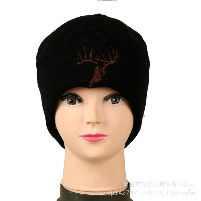 Wholesale Knitted Hat Acrylic Embroidered Logo Woolen Hat Warm Knitted Hat Ear Protection Pullover Hat
