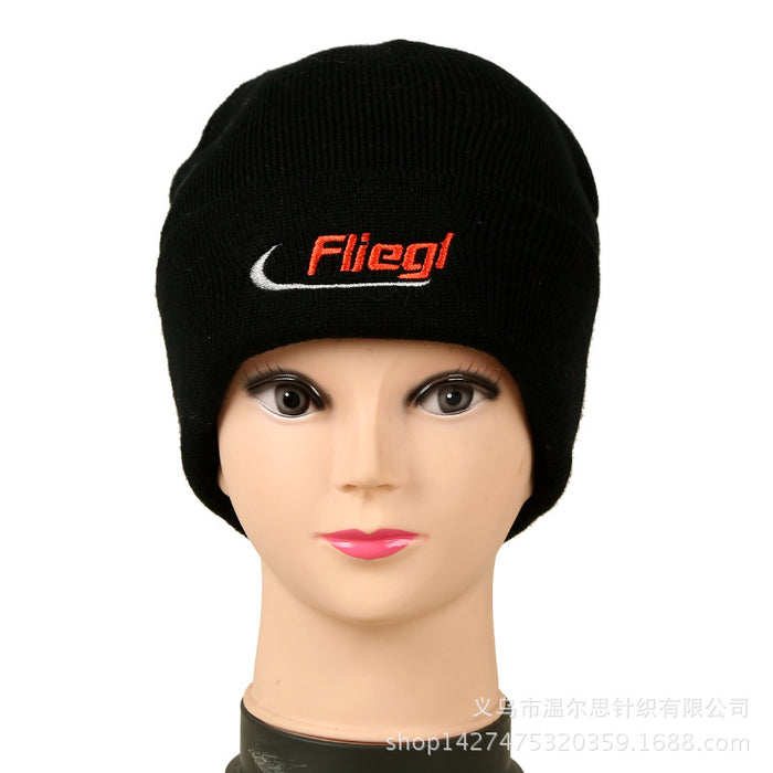 Wholesale Knitted Hat Acrylic Embroidered Logo Woolen Hat Warm Knitted Hat Ear Protection Pullover Hat