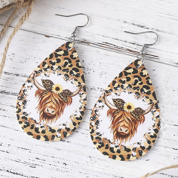 Wholesale PU Double Sided Water Drop Earrings JDC-ES-ChuLian017