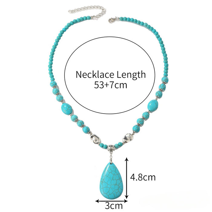 Wholesale Western Style Accessories Turquoise Pendant Leather Necklace JDC-NE-ManY017