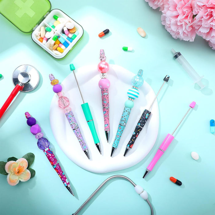 Wholesale Beadable Pen International Nurses Day Printed Plastic Pen DIY for Beaded JDC-PN-Huah026