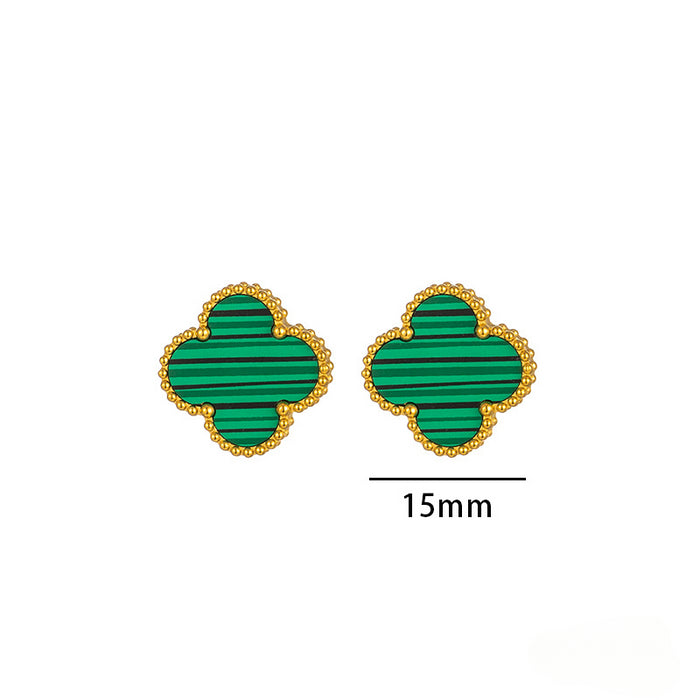Wholesale 15mm Four-leaf Clover Titanium Steel Earrings JDC-ES-DiNai001